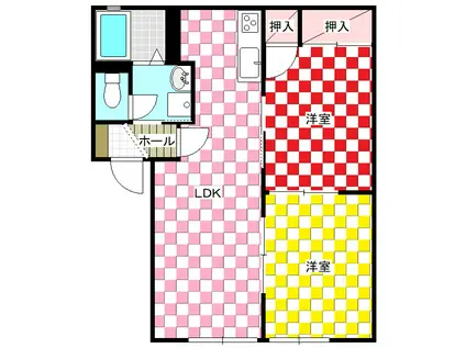 パレフローラ(2LDK/1階)の間取り写真