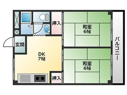 駅前コーポラス(2DK/2階)の間取り写真