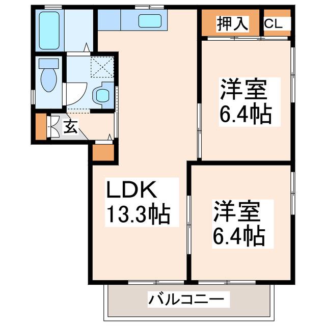アネスト国府(2LDK/2階)の間取り写真