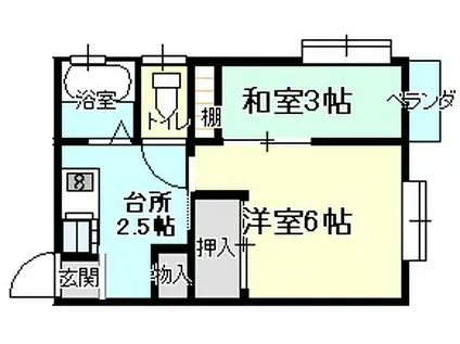 ハイツTOSHI(1SK/2階)の間取り写真