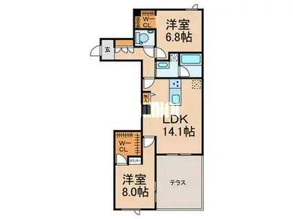 GRANDY VILLA OHTAKANOMORI II(2LDK/1階)の間取り写真