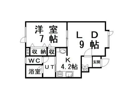 メゾンド桂(1LDK/2階)の間取り写真