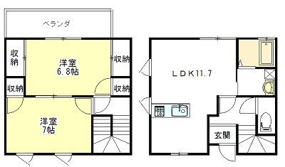 プレタメゾン壱号館(2LDK/1階)の間取り写真