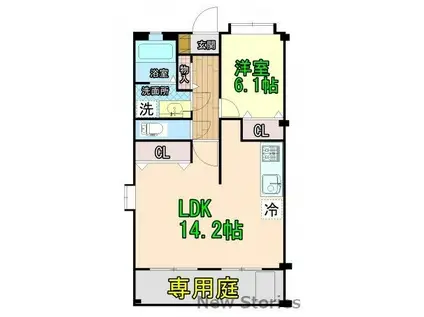 タカラハイツ(1LDK/1階)の間取り写真