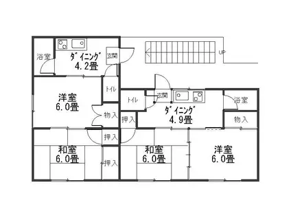 柏木コーポラスA棟(2K/2階)の間取り写真