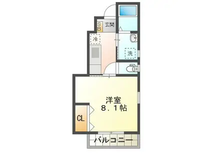 モンパレス島崎(1K/1階)の間取り写真