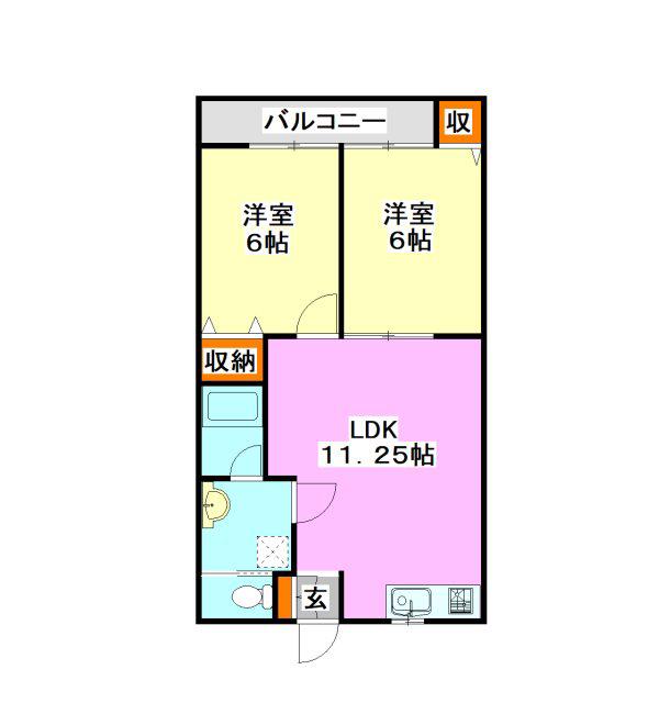 セフティフラッツD(2LDK/2階)の間取り写真