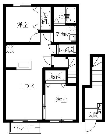 モーニンググローリー(2LDK/2階)の間取り写真