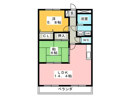 サウスバレー21(2LDK/1階)の間取り写真