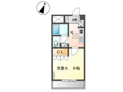 ララポートII(1K/1階)の間取り写真