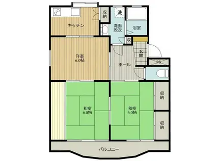 MOハイム(2LDK/2階)の間取り写真