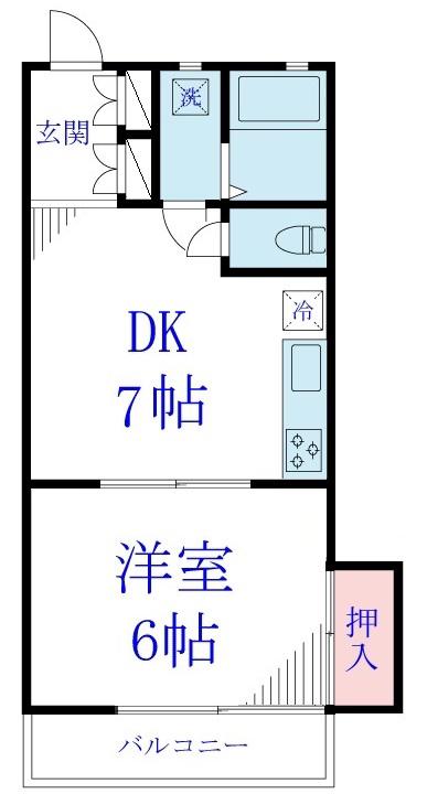 ハイツサンフラワー(1DK/2階)の間取り写真