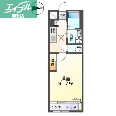 ガーデン(1K/1階)の間取り写真