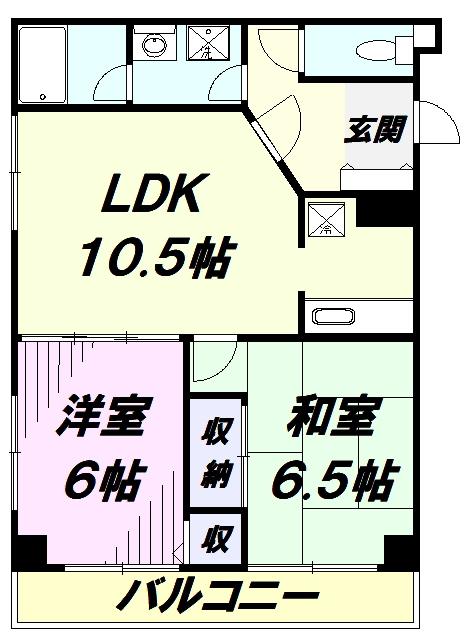 グランディール狭山(2LDK/1階)の間取り写真