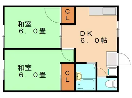 山本コーポ(2DK/1階)の間取り写真
