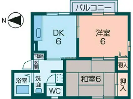 フォレストヒルズIII(2DK/1階)の間取り写真