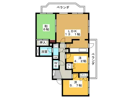 各務原パークホームズ(3LDK/9階)の間取り写真