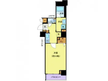 ディアレイシャス市谷薬王寺(1K/4階)の間取り写真