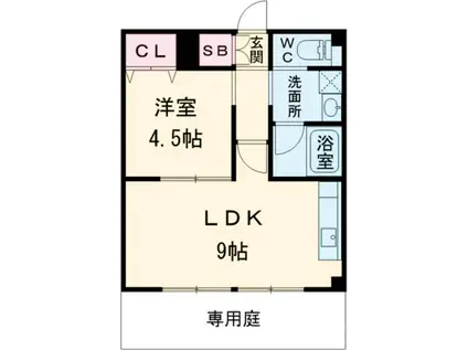 シャンテ中山(1LDK/1階)の間取り写真