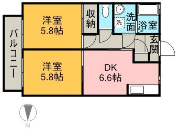 シャーメゾンMB庄内(2DK/1階)の間取り写真