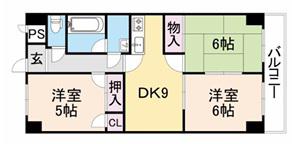 アピア安富(3LDK/2階)の間取り写真