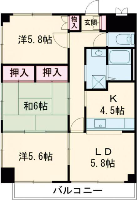 ハイム上所(3LDK/4階)の間取り写真