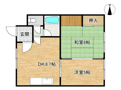 春日ハイツA・B(2DK/1階)の間取り写真