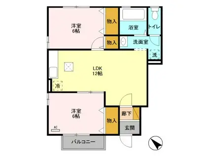 グリーンハイツ(2LDK/1階)の間取り写真