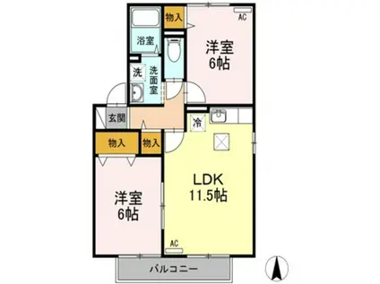 ボナールII(2LDK/1階)の間取り写真