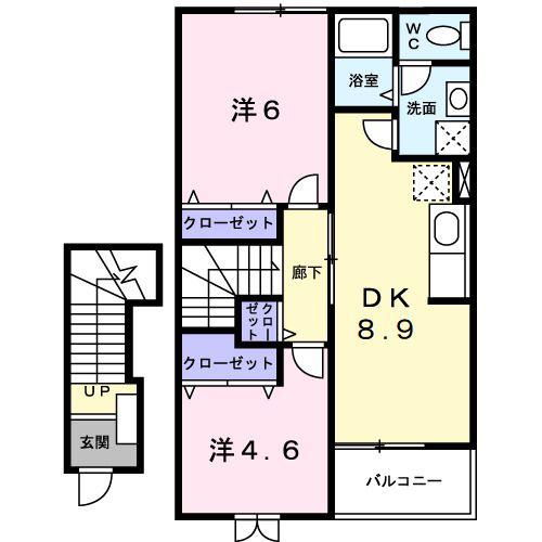 フレーシア(2DK/2階)の間取り写真