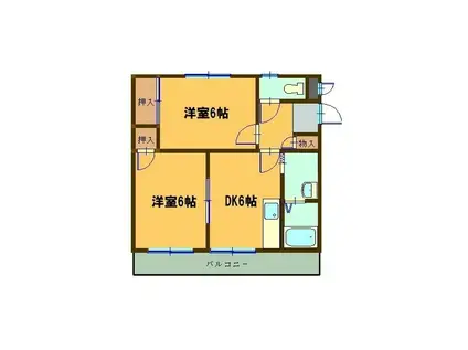 パークサイドN(2DK/1階)の間取り写真