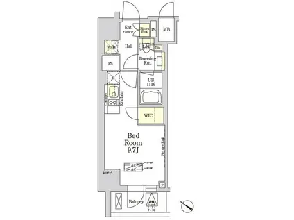 THE CLASS MINAMIAZABU(ワンルーム/7階)の間取り写真
