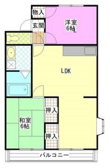 メゾン浜本(2LDK/3階)の間取り写真