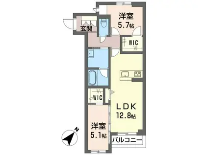 グレイスハイム(2LDK/3階)の間取り写真