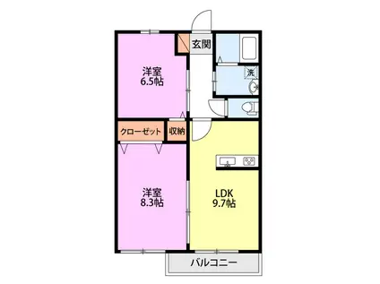 サン・エイト(2LDK/2階)の間取り写真