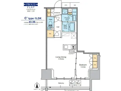プラウドフラット四谷三丁目(1LDK/4階)の間取り写真