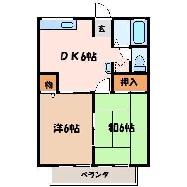 シティハイムひつじ(2DK/2階)の間取り写真