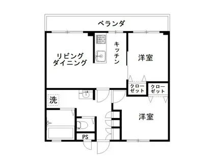 桜谷マンション(2LDK/2階)の間取り写真