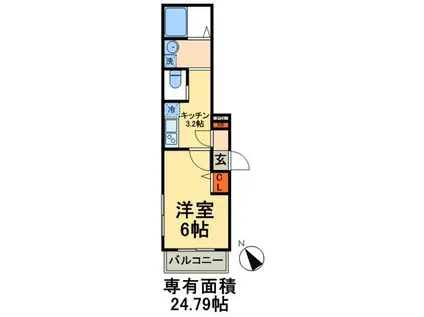ヒルバレー新八柱(1K/1階)の間取り写真