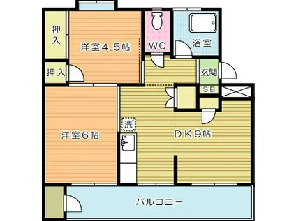 COBOL KUZUHARA(2DK/2階)の間取り写真