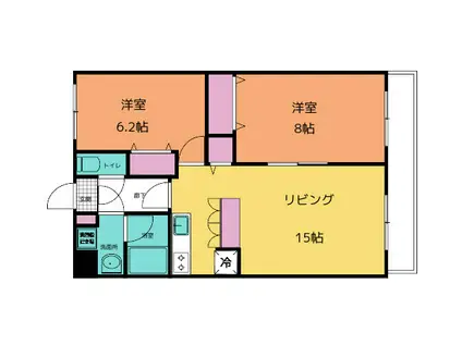 VIVO菅井II番館(2LDK/1階)の間取り写真