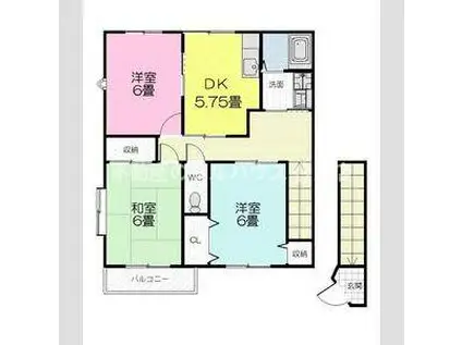 ハイステージ栗木山(3DK/2階)の間取り写真