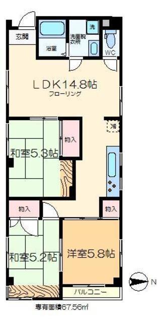 ハイ清澄(3LDK/8階)の間取り写真
