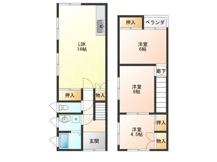 メゾンクレール(3LDK/1階)の間取り写真