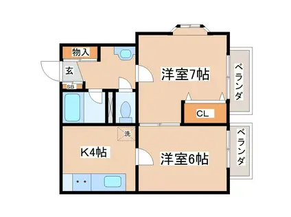 ヒルズ黒松(2K/1階)の間取り写真