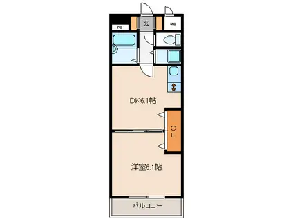 FR六本松(1DK/11階)の間取り写真