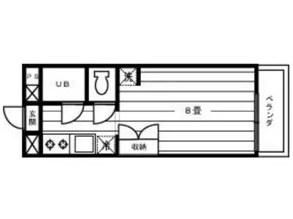 自由が丘オークヒル(ワンルーム/1階)の間取り写真