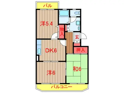 ファーストコーポ(3DK/2階)の間取り写真