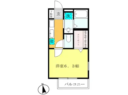 エミネンスIV(1K/1階)の間取り写真