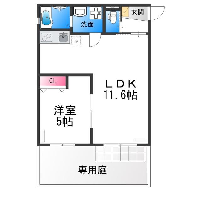 ALEGRIA諏訪ノ森(1LDK/2階)の間取り写真